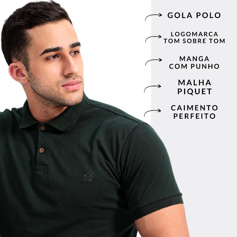 Kit com 5 Camisas Polo Masculinas Algodão Piquet – Estilo e Versatilidade para o Dia a Dia