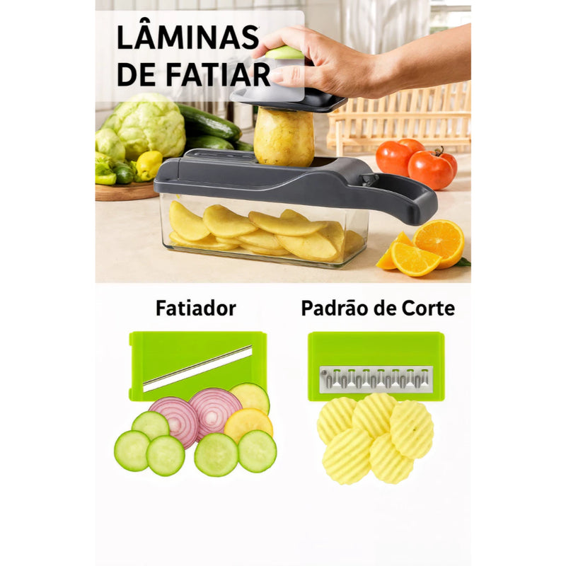 Fatiador e Ralador de Legumes Profissional 16 em 1 – Mais Praticidade na Sua Cozinha