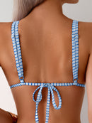 Traje de banho biquíni estampado cruzado europeu e americano, cintura alta modeladora e sensual para férias na praia