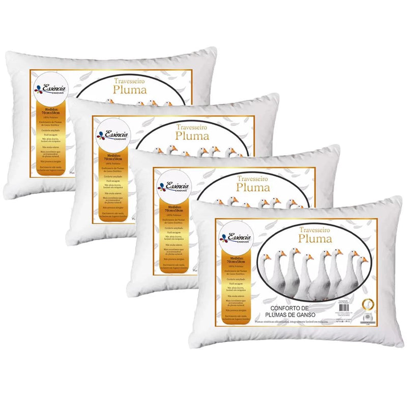 Kit com 4 Travesseiros Pluma – Conforto de Luxo Todas as Noites!