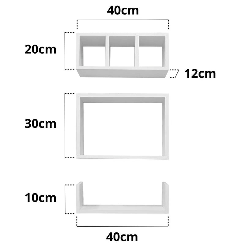 Kit Nicho + Prateleiras Decorativas em MDF – 3 Peças