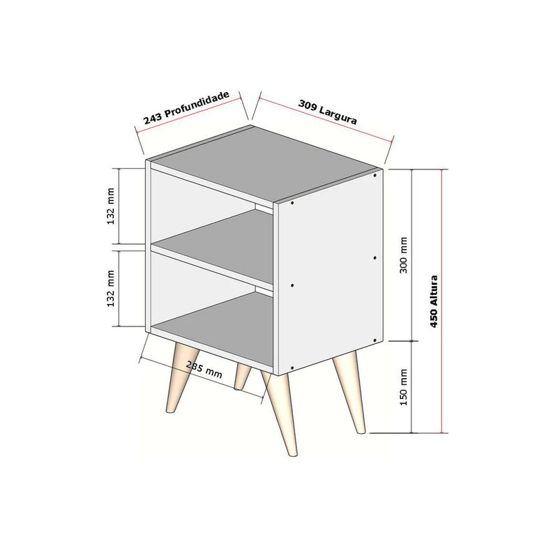 Mesa de Cabeceira Palma Retrô – Design Compacto e Sofisticado