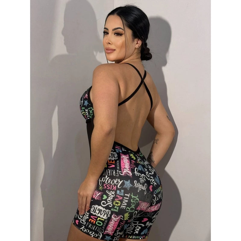 Macaquinho Fitness Estampado – Conforto, Estilo e Performance em Uma Só Peça