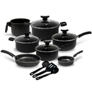 Jogo de Panelas Antiaderente com 10 Peças + Tampa de Vidro | Revestimento em Teflon