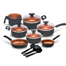 Jogo de Panelas Antiaderente com 10 Peças + Tampa de Vidro | Revestimento em Teflon