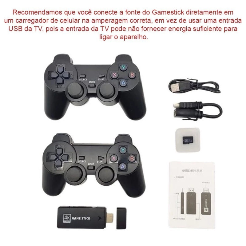Console Retrô 4K com 10.000 Jogos Clássicos + 2 Controles Sem Fio