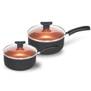 Jogo de Panelas Antiaderente com 10 Peças + Tampa de Vidro | Revestimento em Teflon