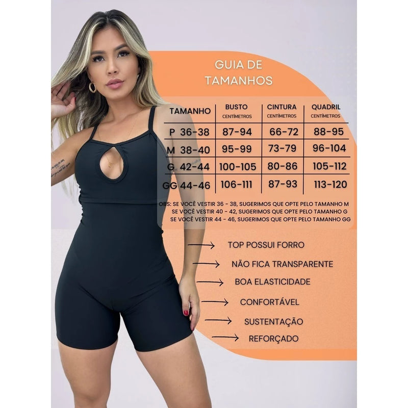 Macaquinho Fitness Estampado – Conforto, Estilo e Performance em Uma Só Peça