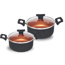 Jogo de Panelas Antiaderente com 10 Peças + Tampa de Vidro | Revestimento em Teflon