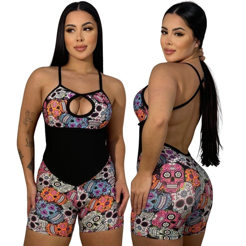 Macaquinho Fitness Estampado – Conforto, Estilo e Performance em Uma Só Peça