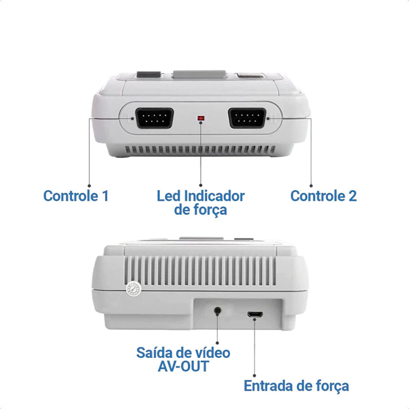 Console Retrô 8-Bits com 620 Jogos na Memória + 2 Controles