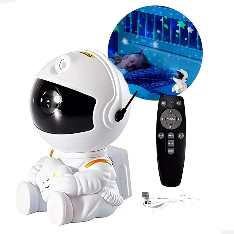 Luminária Projetor Estrelado Astronauta com Controle Remoto