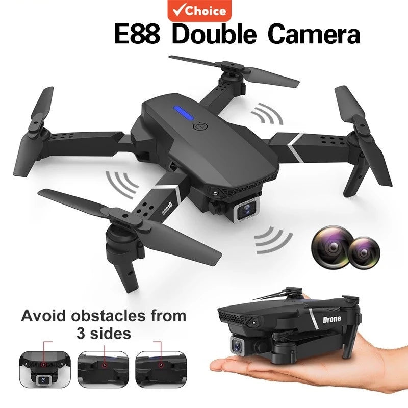 Drone E88Pro com Câmera Wi-Fi FPV, Design Dobrável e Funções Inteligentes – Controle via APP | Até 15min de Voo